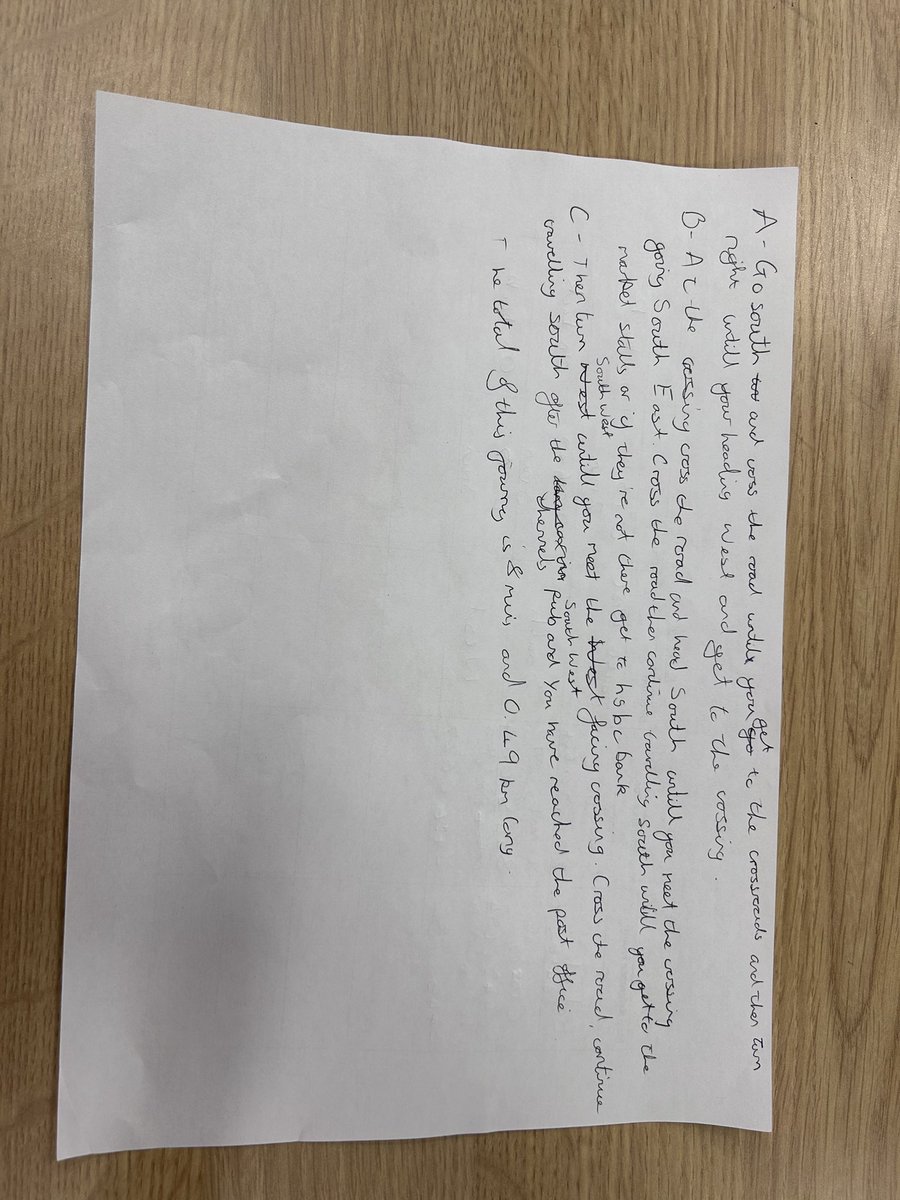 In our involve session today students were asked to complete different route cards as a practice to help us navigate our way around Barnsley. Here is a great example well done Gabe and Reign.