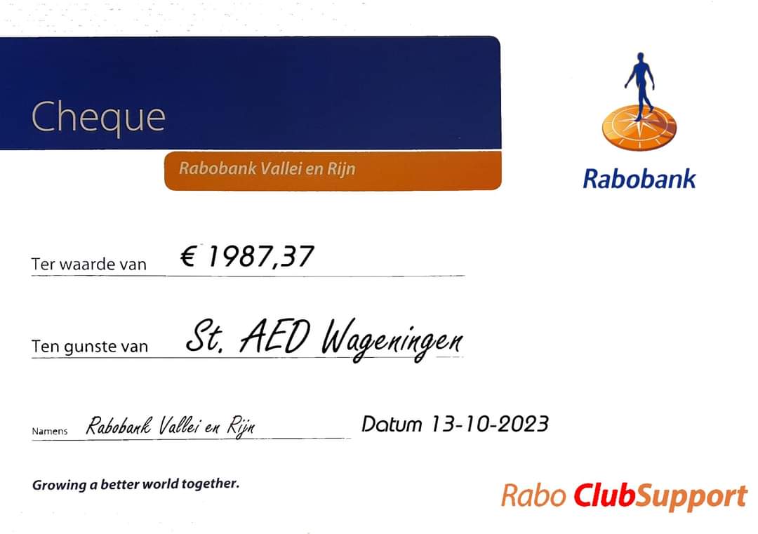 UITSLAG RABOCLUB SUPPORT.
Iedereen bedankt voor het stemmen.
Lees op onze website meer hier over:

aedwageningen.nl/nieuws

<a href="/Rabobank/">Rabobank</a>
#rabobank #RaboClubSupport #AED #BLS #Training #Cursus #stemmen #wageningen