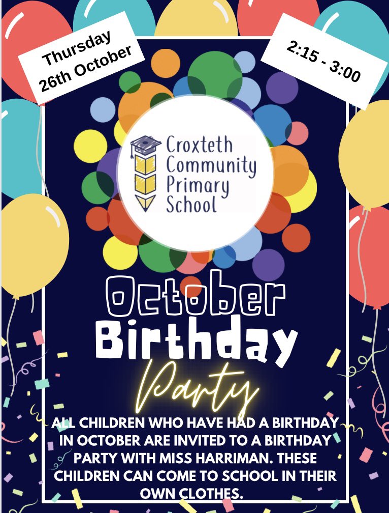 It’s nearly time for our October Birthday celebrations 🎉