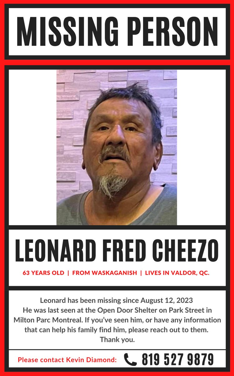 cree_nation's tweet photo. Any tips and information you can give the family would be greatly appreciated. Lets work together as a community to help spread awareness, show our support and bring Leonard home to his family. https://t.co/HFT0zCgiz0