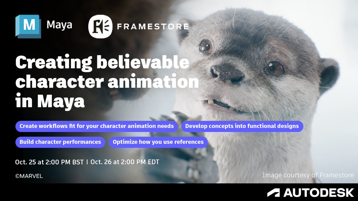 Take your animation skills in Maya to the next level! Get a BTS look at the creature and character animation for Guardians of the Galaxy Vol. 3. 👀 Sign up for free: autode.sk/framestore-oct… autode.sk/framestore-oct…