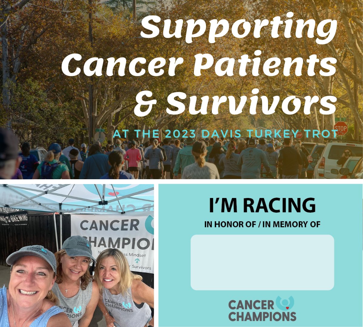 acopfoundation's tweet photo. Spotlight on: Cancer Champions, one of the beneficiaries of the Davis Turkey Trot. This nonprofit provides people who are facing a cancer diagnosis with fitness, nutrition, and mindset support (before, during, and after treatment) that they don't receive from medical providers. https://t.co/wwRPbO0HQb