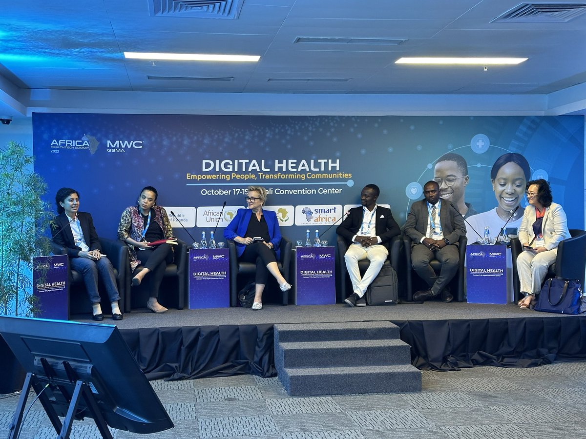 Last on the docket for Day 2️⃣ @AfricaHTSummit was a session hosted by HEALTH AI (fmrly @IDAIR_Geneva) & @wef @c4ir_rw on #AI for #Health, discussing what is needed to unleash the next level in #DigitalHealth #Innovation. #AHTS23 #MWC23