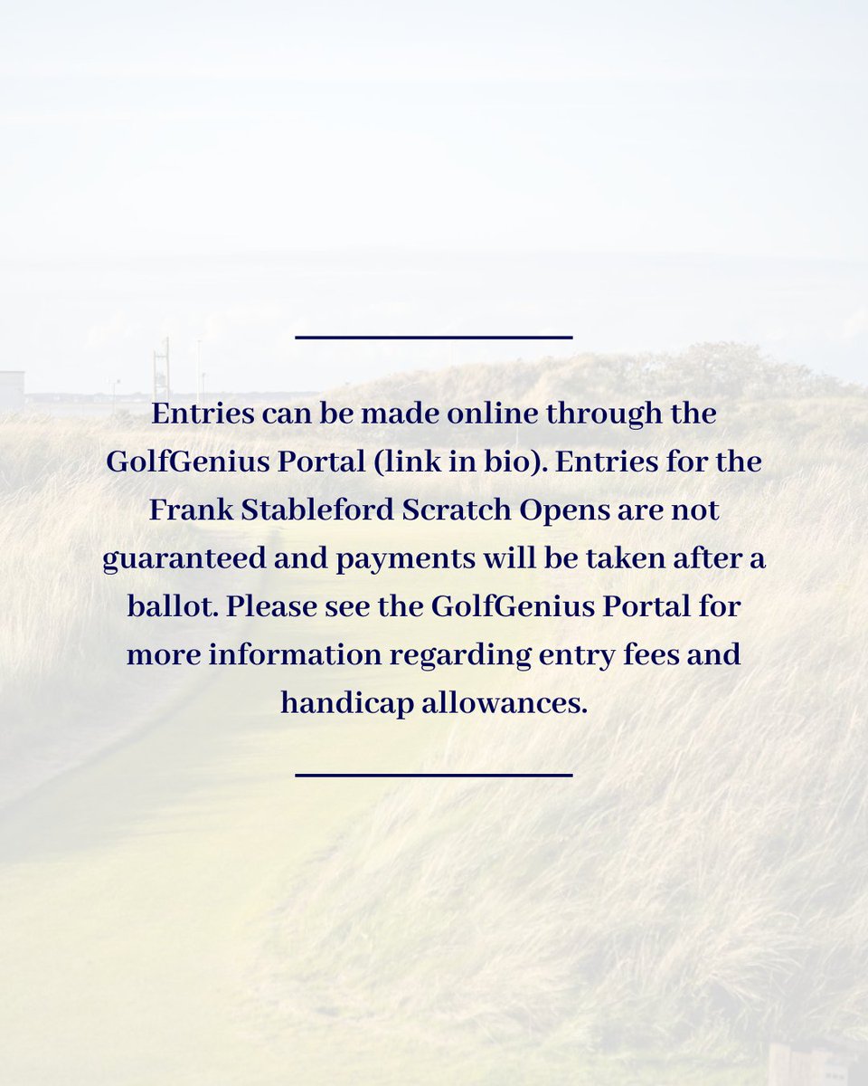 Entries for our 2024 Opens are now open via the GolfGenius platform. Access all the information below:
golfgenius.com/ggid/nvfuca?se…