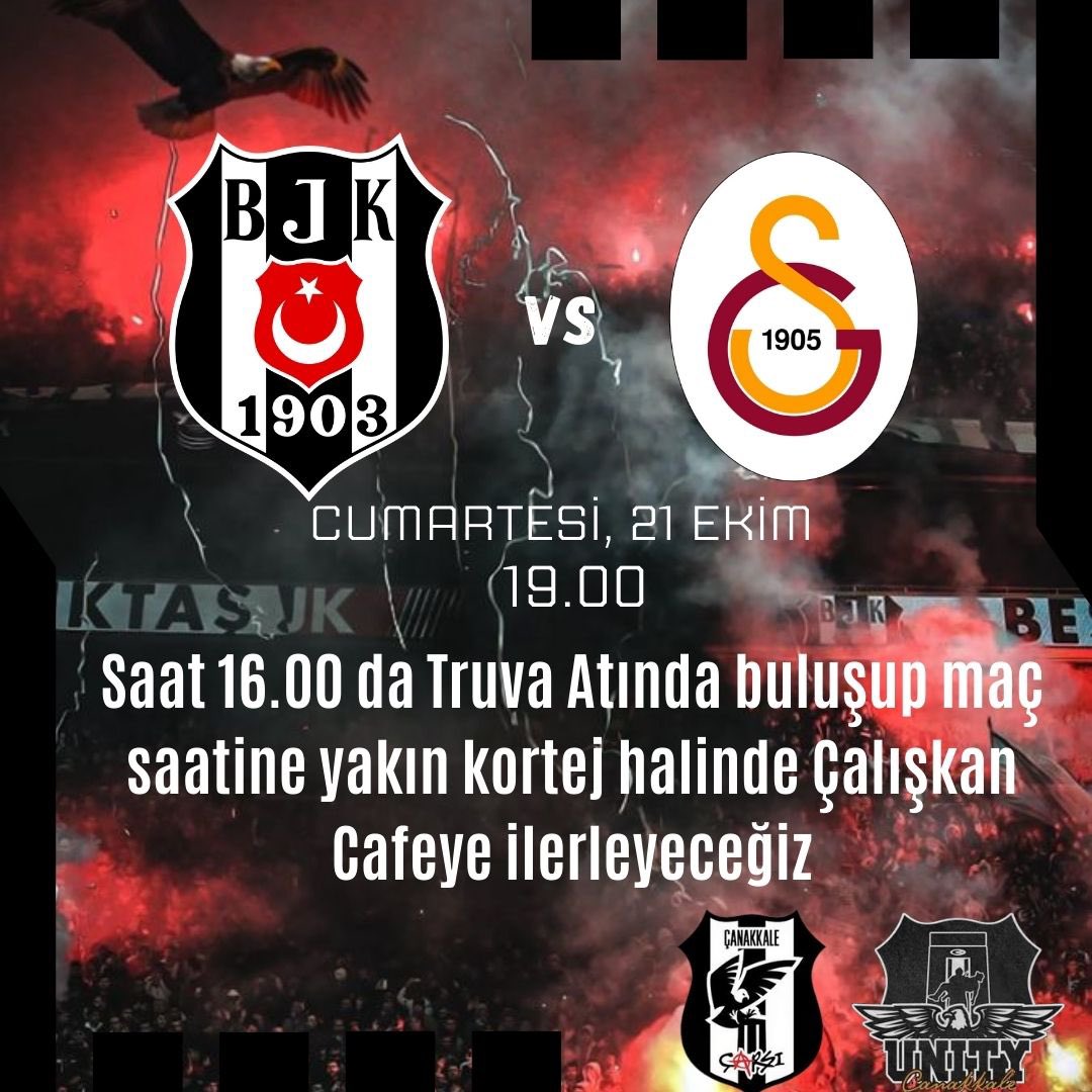 ckalecarsi's tweet photo. BEŞİKTAŞ - Galatasaray maçını Çanakkale’de bulunan dostlarımız ile beraber Çalışkan Cafe'de izleyeceğiz. Maç öncesi saat 16.00’da  Çanakkale’deki dostlarımız ile beraber  Truva Atının orada  buluşup maç saati yaklaşırken kortej halinde maçı izleyeceğimiz cafeye doğru yürüyeceğiz. https://t.co/NkjFS1wjRh