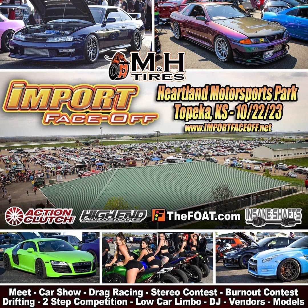 Don't miss Import Face Off this Sun, 10/22! Ft. a car/truck/bike show, 1/4 mile drag racing, stereo crank it up contest, open drifting, burnout contest (time permitting), vendors, pit midway, 2 step competition, DJ, and low car limbo! 🎟: importfaceoff.net #HouseOfSpeed