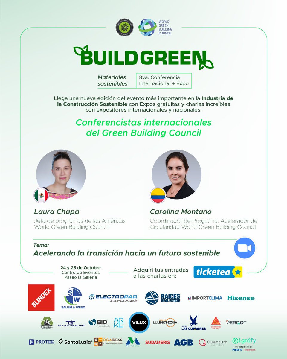 No te pierdas de conocer a Laura Chapa, Jefa de programas de las Américas WGC, y a Carolina Montano, Coordinadora del Programa del WGC,  con el tema: “Acelerando la transición hacia un futuro sostenible” 🌎♻️

🗓️ 24 de Octubre
🕛 15:00 hs. 

¡Adquirí tus entradas en <a href="/TicketeaPy/">Ticketea Paraguay</a>!