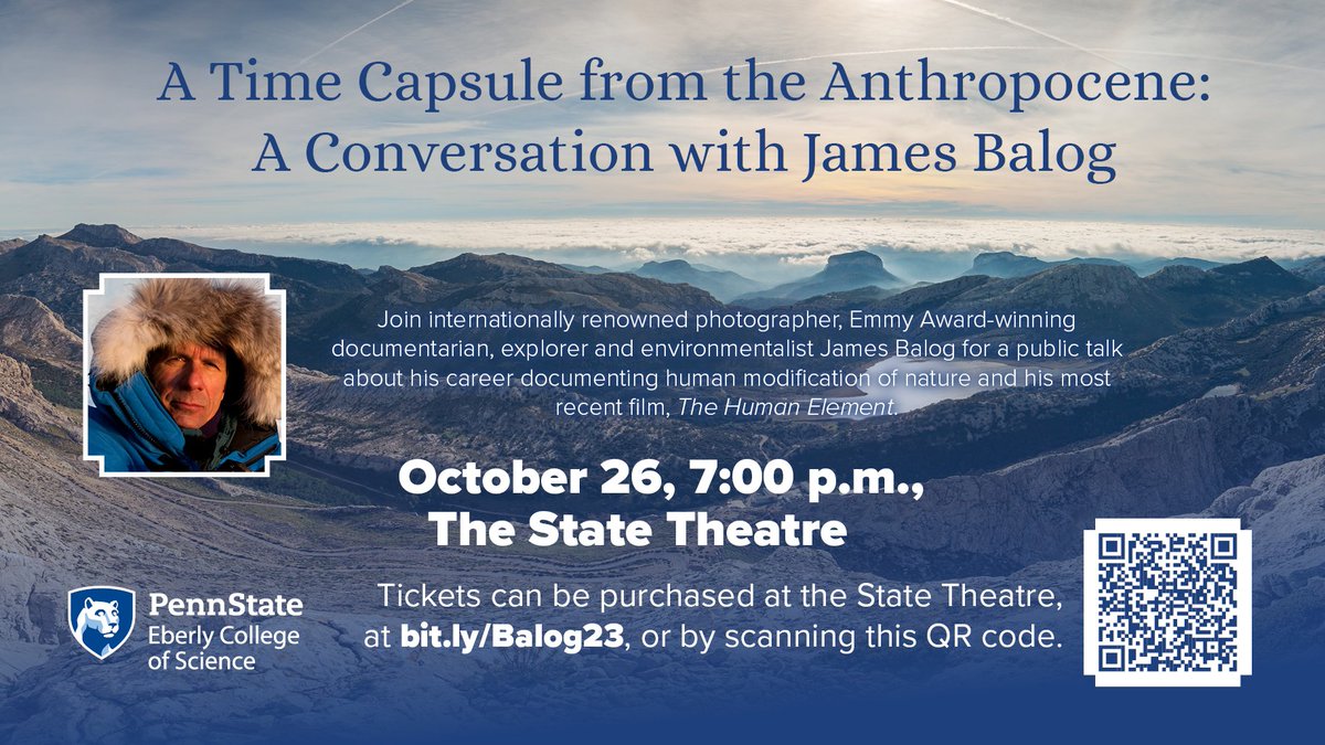 Exciting opportunity for local peeps: “A Time Capsule from the Anthropocene: A Conversation with James Balog” will be presented at the State Theatre on Thursday, October 26 at 7:00 p.m.