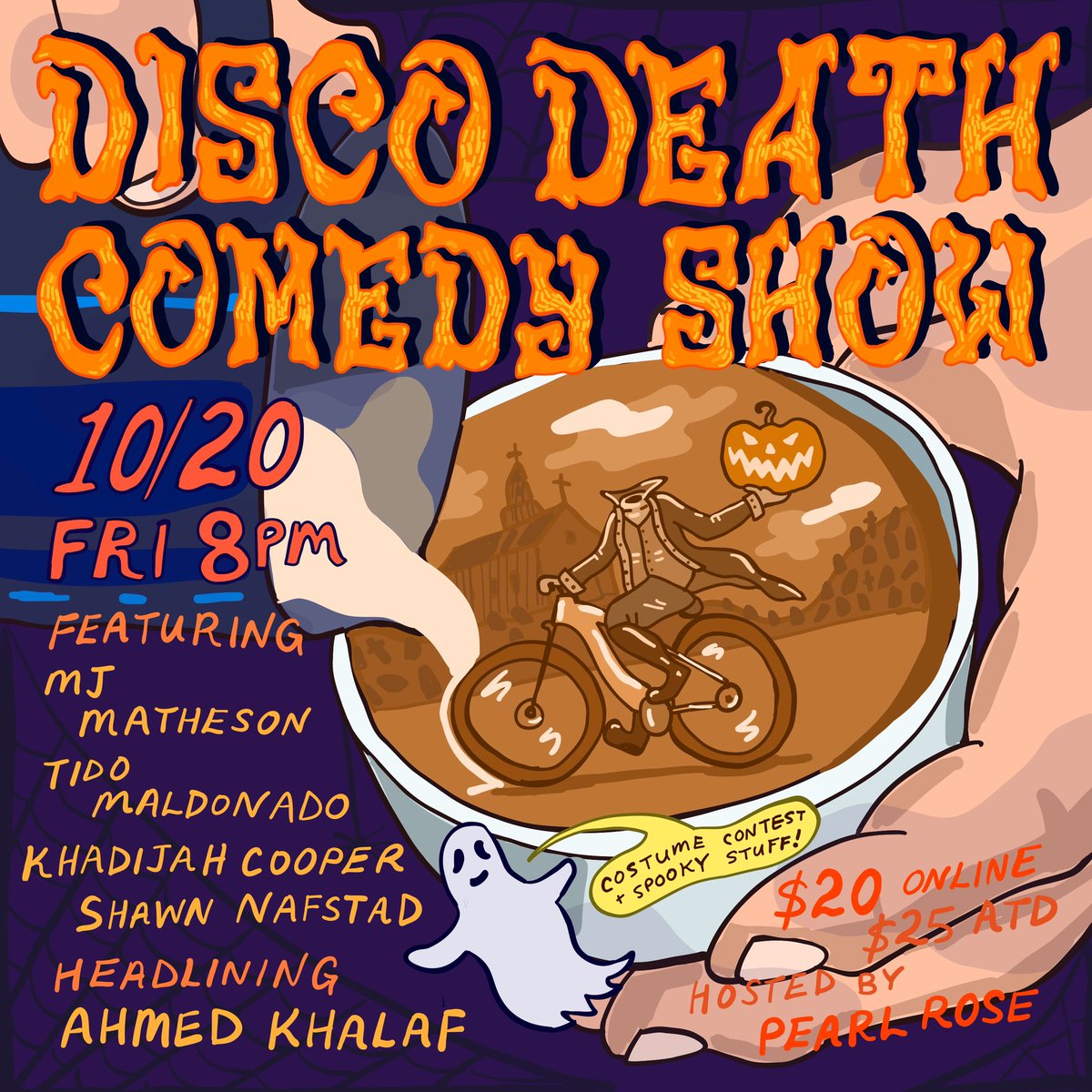 Twin Cities people we got a real fun one this Friday! first 4 folks who come in costume get free entry, we got games and prizes sponsored by <a href="/BajaOntario/">Baja Ontario</a>
a great line up of comics worthy of your support, tix below

eventbrite.com/e/disco-death-…