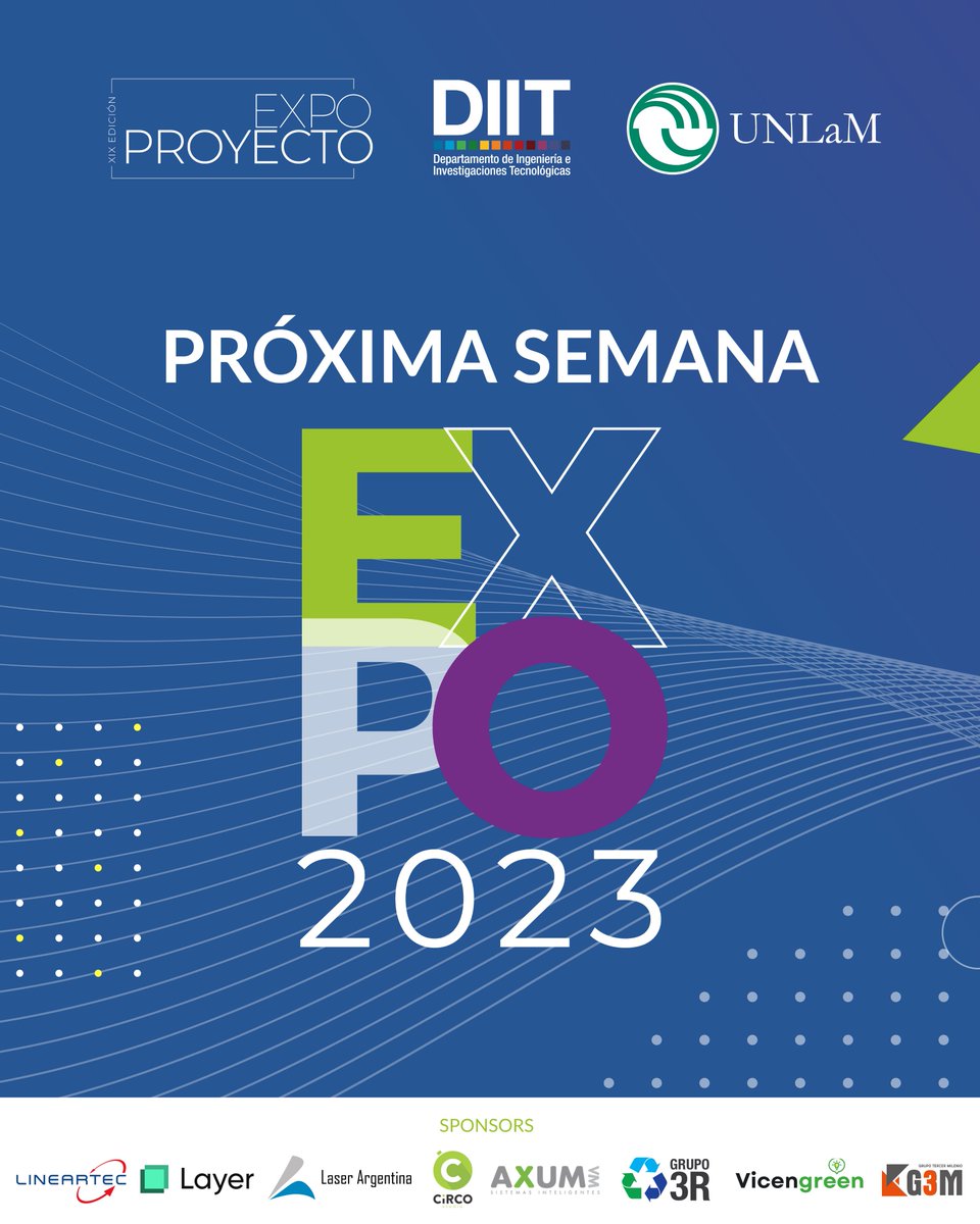 DiitUnlam's tweet photo. EXPOPROYECTO 2023
Te esperamos la próxima semana en la XIX edición de ExpoProyecto, vas a disfrutar de proyectos innovadores y charlas de interés para la comunidad educativa.
📆 24, 25 y 26 de octubre, 18 a 22hs.
📌 Salón de las Américas
#expoproyecto #tecnología #diitunlam https://t.co/ICEoIaoqMv