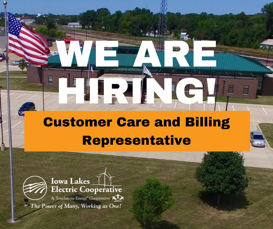 NOW HIRING! Due to an upcoming retirement, we're seeking a qualified candidate for the position of Customer Care and Billing Representative. To learn more, visit: ilec.coop/careers