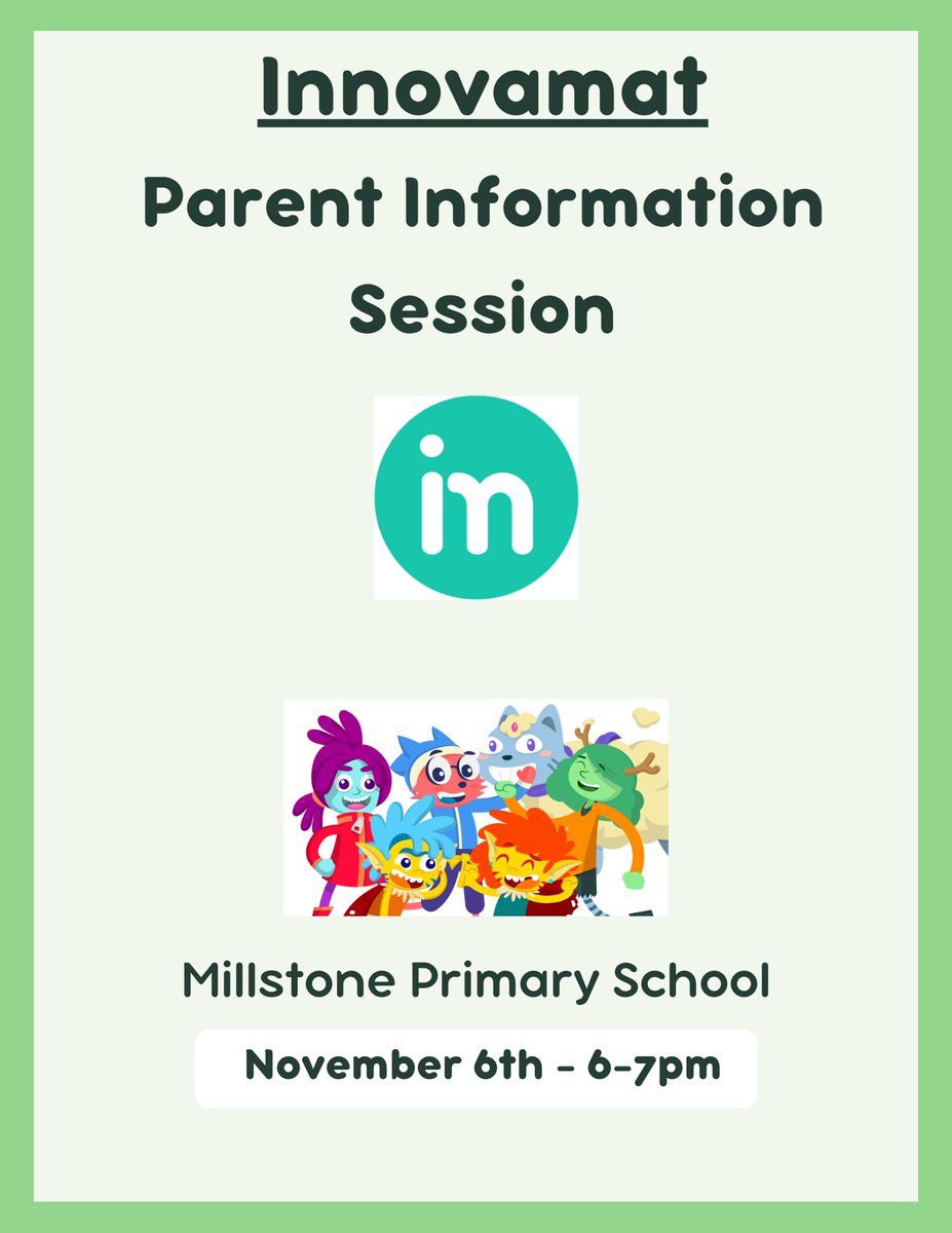 K-2 parents and grade 3-4 pilot parents are welcome to join us for the Innovamat information session.