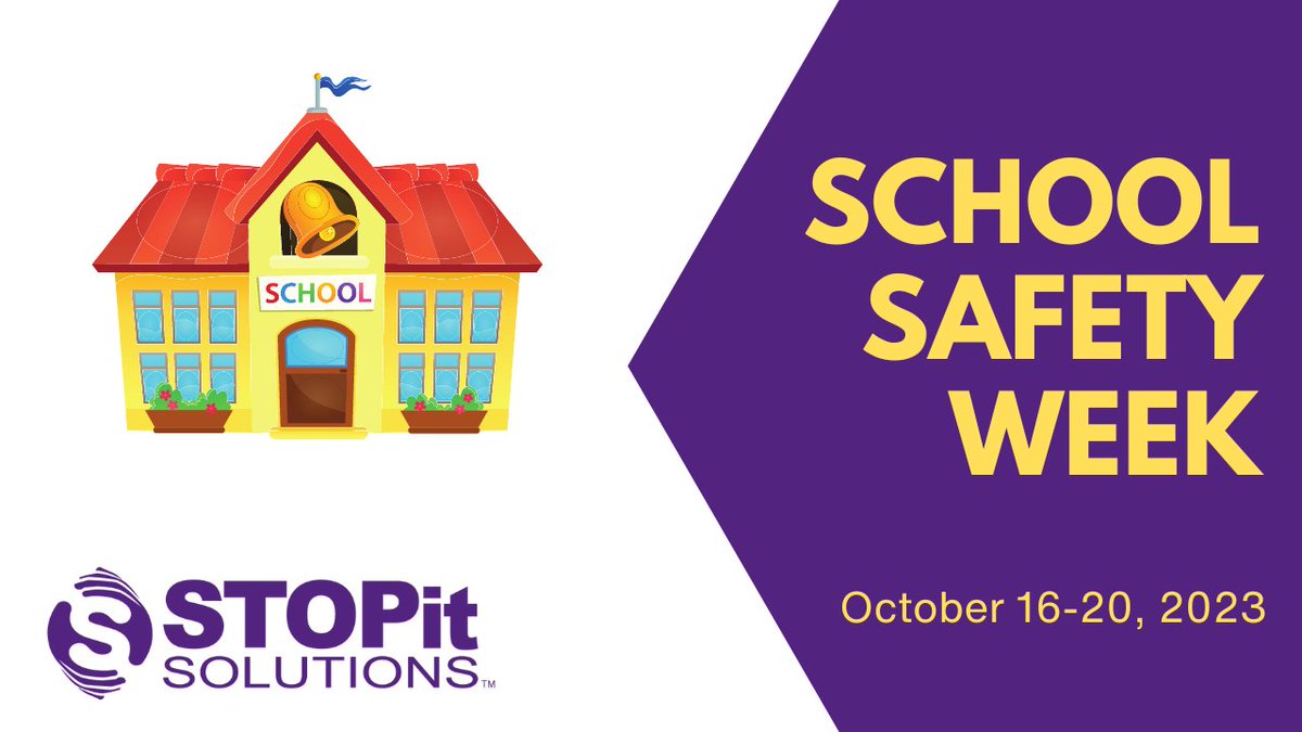 STOPitSolutions's tweet photo. It's School Safety Week, and we're proud to make schools safer for everyone. At STOPit, we're committed to providing safety and wellness solutions that help create a safer learning and working environment for school communities. #schoolsafetyweek https://t.co/WSz4dXVsaZ https://t.co/GX3e8sfulO