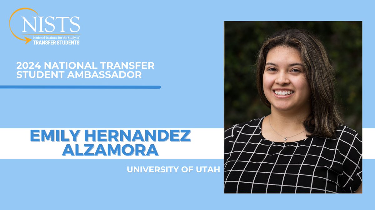 NISTS (@transfertweet) on Twitter photo Emily Hernandez Alzamora is up next. Emily shares, “We are encouraging institutions to rethink the transfer experience.” Emily looks forward to helping institutions, like the University of Utah, better support new &current transfer students with a community. <a href="/UUtah/">University of Utah</a> <a href="/SaltLakeCC/">Salt Lake CC</a> Emily Hernandez Alzamora is up next. Emily shares, “We are encouraging institutions to rethink the transfer experience.” Emily looks forward to helping institutions, like the University of Utah, better support new &current transfer students with a community. <a href="/UUtah/">University of Utah</a> <a href="/SaltLakeCC/">Salt Lake CC</a>