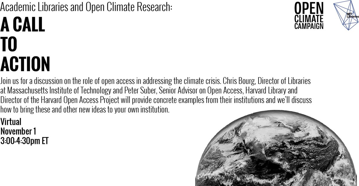 Creative Commons (@creativecommons) on Twitter photo 🌎 Coming up! Join the <a href="/OpenClimateCamp/">Open Climate Campaign</a> and @MITLibraries for a discussion on the role of open access in addressing the #climatecrisis. This virtual event will be held 1 Nov, at 12PM PST! Register 👉 loom.ly/xZP_L7I 🌎 Coming up! Join the <a href="/OpenClimateCamp/">Open Climate Campaign</a> and @MITLibraries for a discussion on the role of open access in addressing the #climatecrisis. This virtual event will be held 1 Nov, at 12PM PST! Register 👉 loom.ly/xZP_L7I