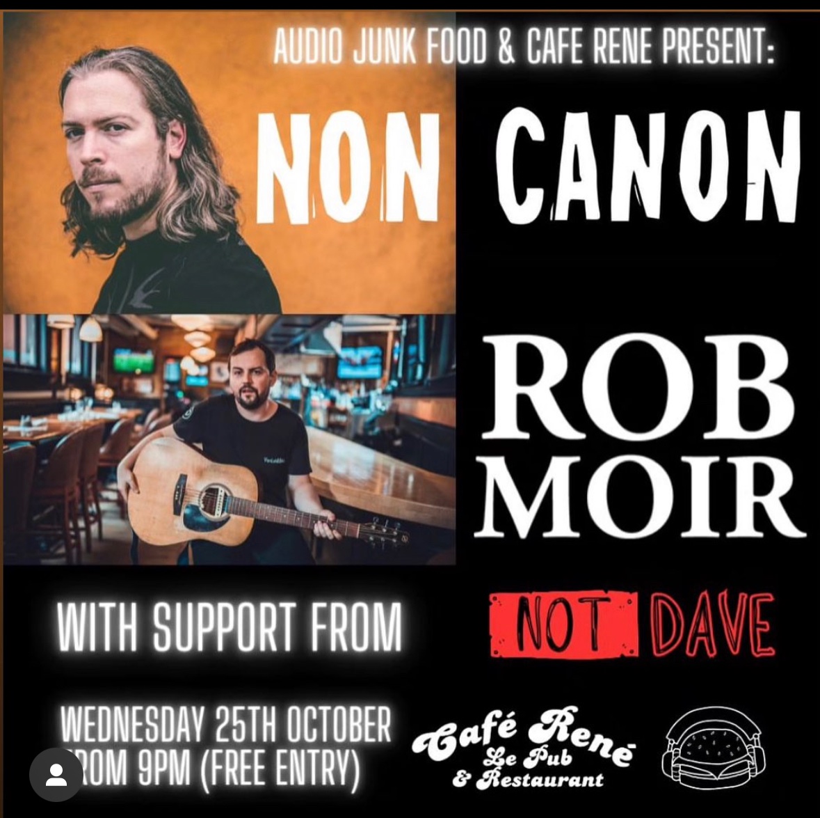 One week today! Me, @robmoirmusic & Not Dave at @CafeRene, Gloucester. I’m getting a scotch egg on the way. #GloucesterServicesForLife 🥚