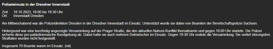 RPFDMOPO's tweet photo. Laut Polizei wurde die Kundgebung kurzfristig angezeigt, Straftaten konnten nicht festgestellt werden #dd1810 https://t.co/Cg6dDg3xw8