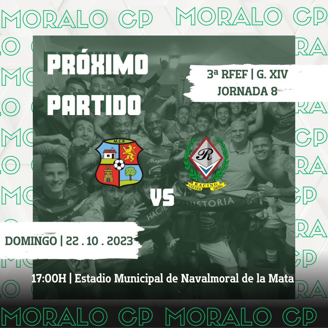 Este Domingo 22 de Octubre nuestro primer equipo juega en casa!! 

Ven y apoya a tu Equipo! 

#HalaMoralo💚⚽️
