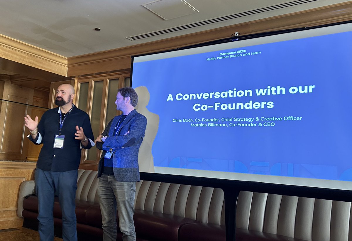 Hearing from @Chr_Bach and @biilmann  at @Netlify #NetlifyCompose - I’m also speaking tomorrow! You can get your virtual or in person ticket here: netlify.com/conference