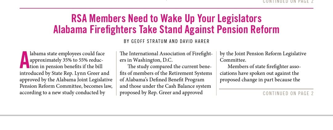 davidharer's tweet photo. @ProFFofAlabama @IAFFofficial #RetirementSecurityWeek @rsaalgov Enjoy your week and remember firefighters in Alabama fight for what we earned. https://t.co/SOumk5cwAg