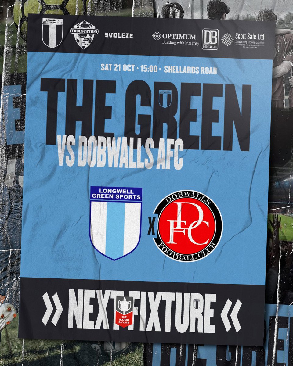 LongwellGreenFC's tweet photo. 𝐅𝐀 𝐕𝐀𝐒𝐄 𝟏𝐬𝐭 𝐑𝐨𝐮𝐧𝐝 🏆 

This Saturday we welcome @DobwallsFC to Shellards Road in the FA VASE 1st Round. 

A big thank you to match-ball sponsor @TheKitGuy21 - Our 1st team kit supplier. Give him a follow &amp; get in contact with him for kit/training kit @swsportsnews https://t.co/LKk0gyzAMw