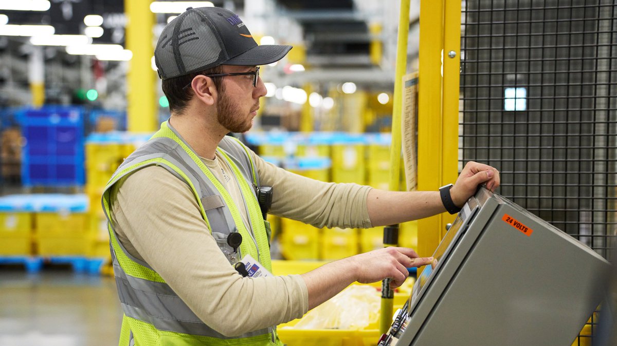 amazon's tweet photo. New tech is exciting, but can lead to questions. We get it. That's why we're working with @MIT and polling firm @Ipsos to study public sentiment around the impact of robotics and AI in industrial settings. This will help us develop tech that supports our employees’ experience and safety. It will also inform our investment in training to help team members move into higher-level roles supporting robotics.
