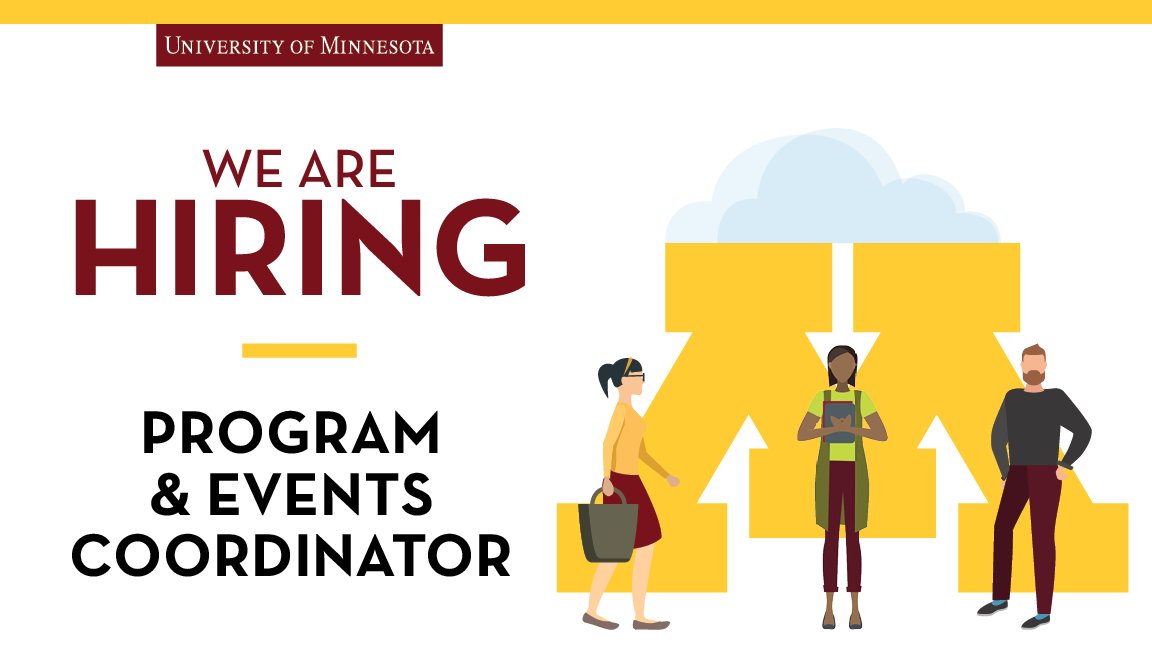 We are hiring a program and events coordinator for the College of Food, Agricultural and Natural Resource Sciences (<a href="/CFANS/">CFANS</a>)! Learn more and apply: hr.myu.umn.edu/jobs/ext/358154 #UMNJobs #Hiring #NowHiring #Jobs #MNJobs