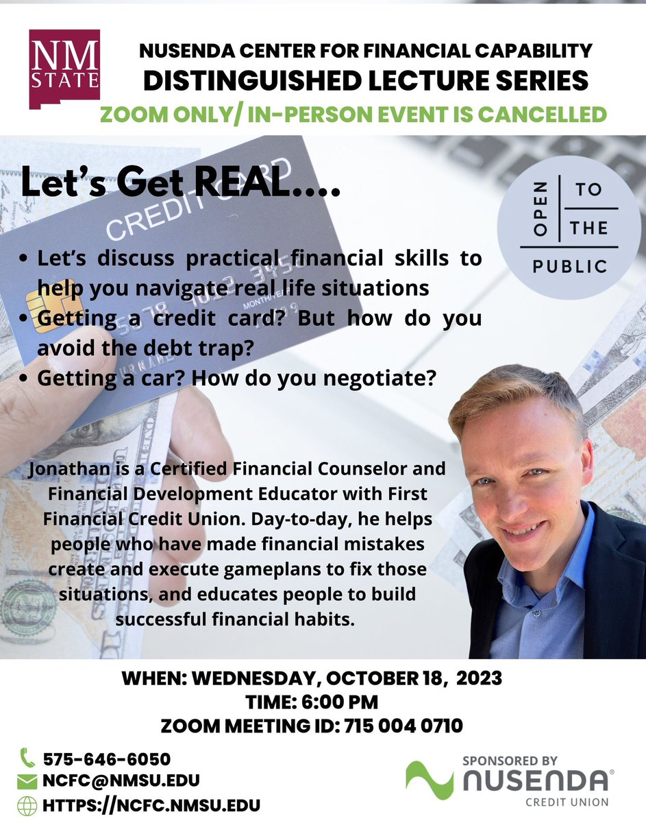 Todays Distinguished Lecture Series, sponsored by Nusenda will be only available via Zoom TONIGHT 💻

Zoom Meeting ID: 715 004 0710