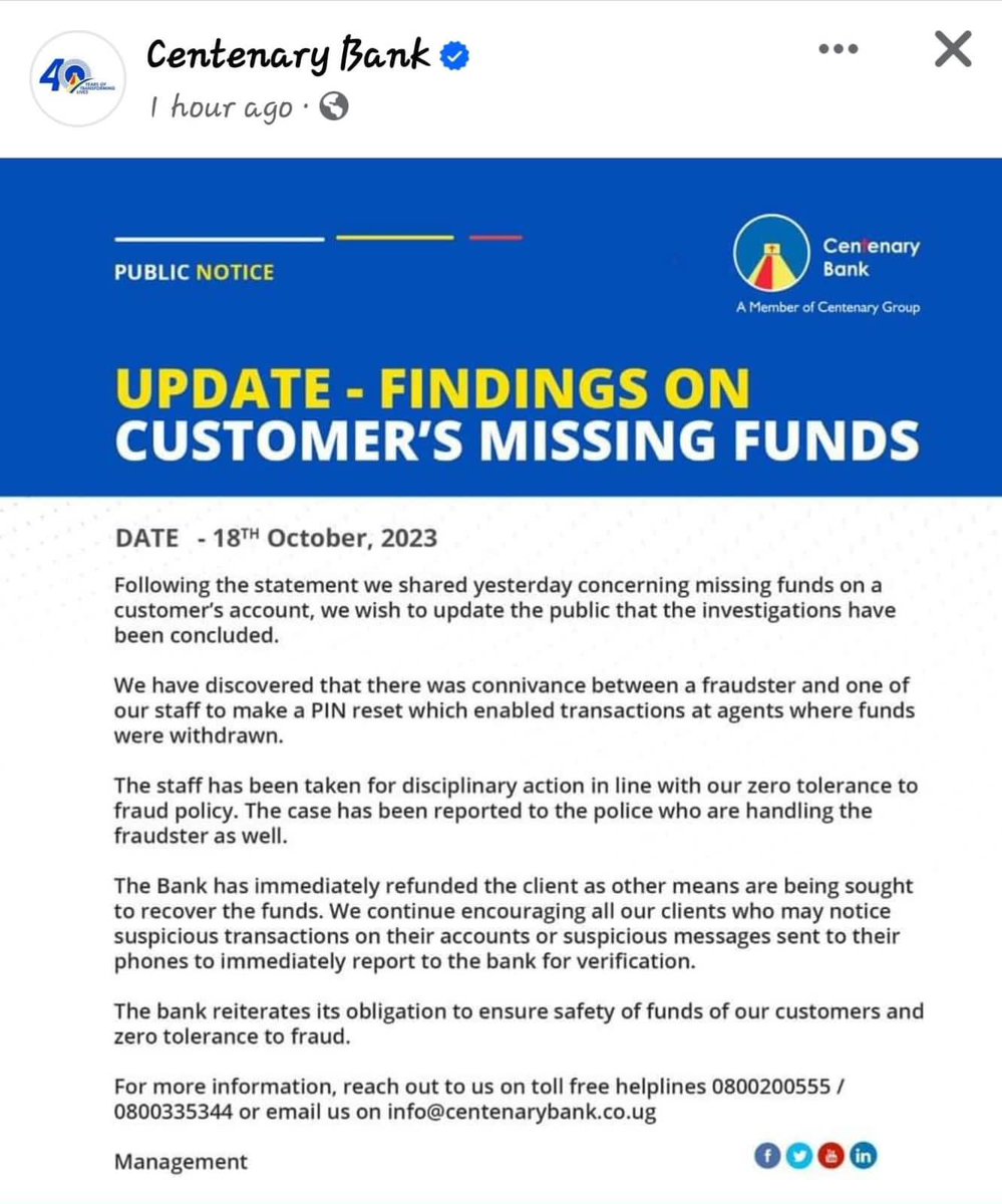 simonkesigateso's tweet photo. Whose money is safe??, do u see this inside job! Password Reset!!.
My advice to banks is to move away from password to biometric authentication for all transactions including in  ATM machine withdraws. 
@UgEquityBank @CentenaryBank @UgEquityBank @DailyMonitor https://t.co/c45VHfYgoe