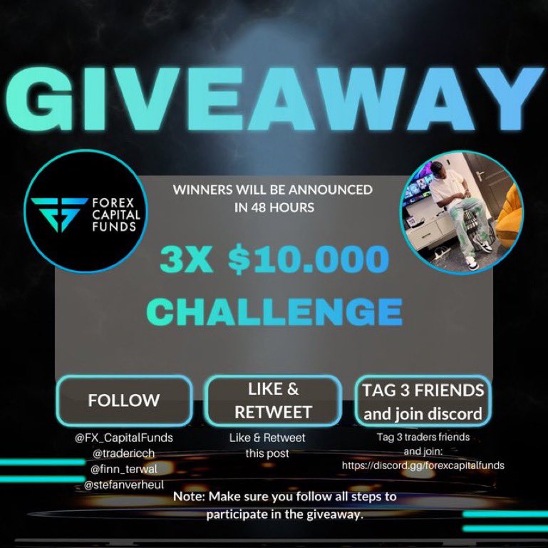 tradericch's tweet photo. 🚨 GIVEAWAY ALERT 🚨 

🎁 3X $10k Account Giveaway 🎁

To enter:

✅ Follow @tradericch | @FX_CapitalFunds | @propsniper3000 | @StefanVerheul | @finn_terwal | @dimpledhanna 

✅ Join our vibrant community: https://t.co/SCtOdu1DmD

✅ Like, Retweet & Tag your favorite traders

Winners will be announced in 48hrs⏰