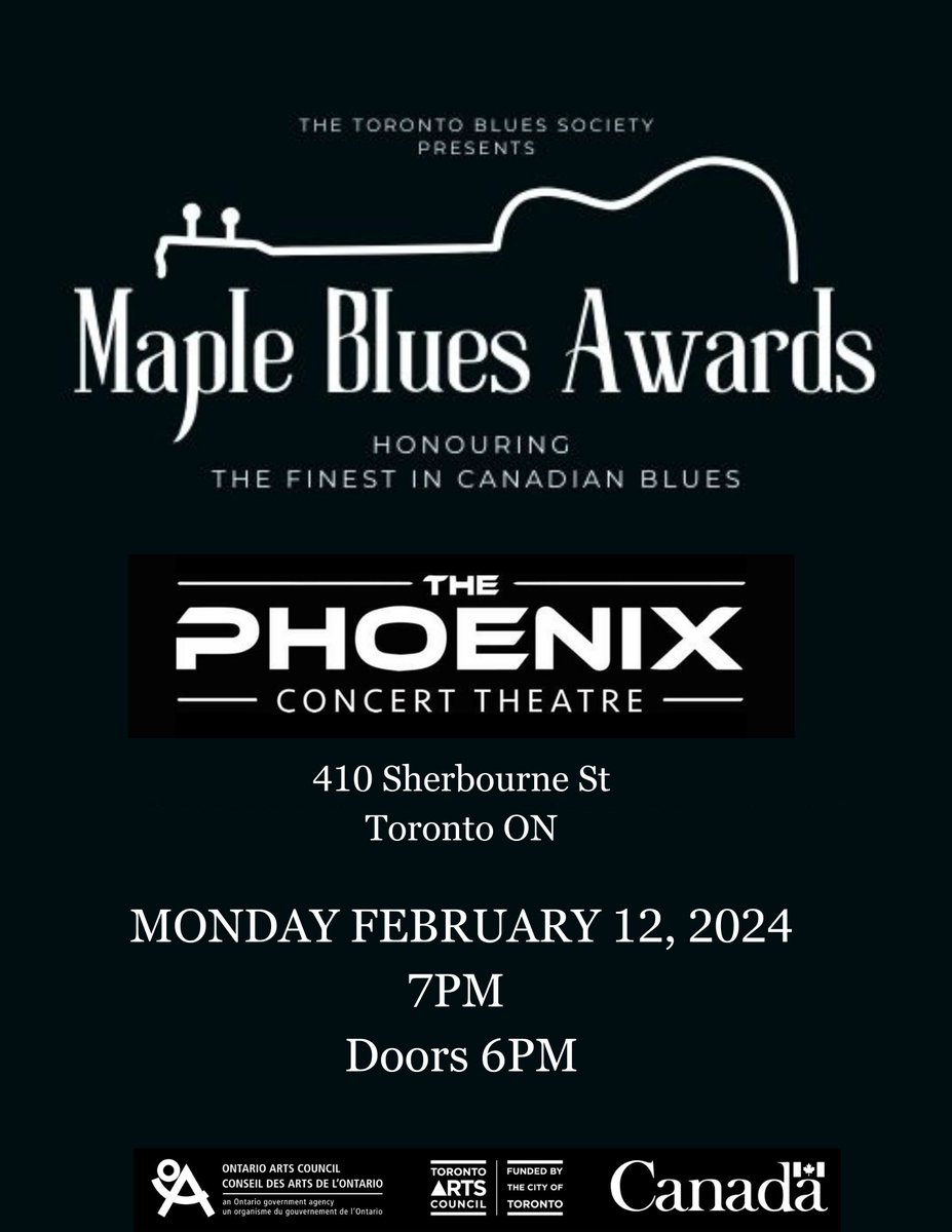 TOBluesSociety's tweet photo. ON SALE NOW
27th Annual Maple Blues Awards
MONDAY FEBRUARY 12TH, 2024   7PM
THE PHOENIX CONCERT THEATRE
410 SHERBOURNE ST. TORONTO
Get Tickets Here
https://t.co/m1OmEiOaSq https://t.co/TkPow3tiHK