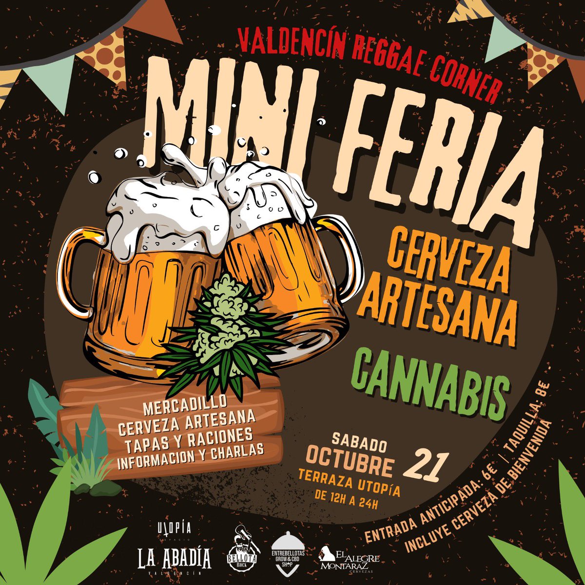 🏡 Este sábado volvemos a tener jaleito en Valdencín, festival “Valdencín Reggae Corner” en <a href="/La_Abadia/">La Abadía Valdencín</a> y miniferia de Cerveza Artesana y Cannabis. Pinta muy muy bien el sábado☺️

ENTRADAS ANTICIPADAS POR SOLO 6€ : entradium.com/events/valdenc…