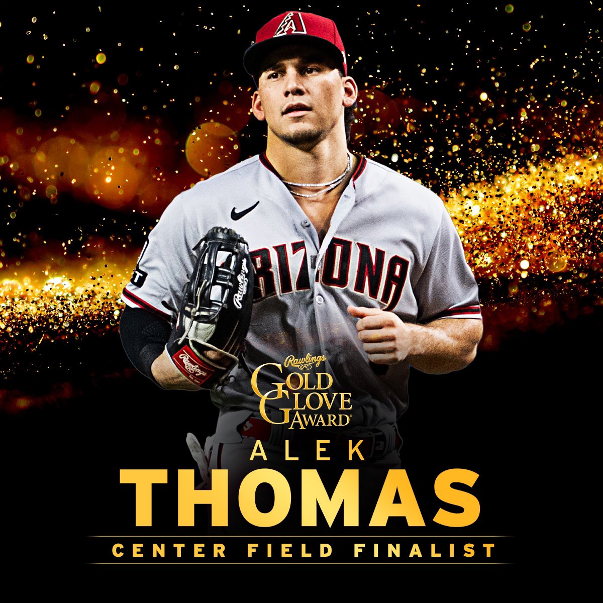 Dbacks's tweet photo. Young King is coming for the crown. 👑 

Our Gold Glove finalist in center field, Alek Thomas! https://t.co/ls3J97e0vO