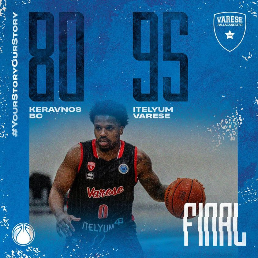 PallVarese's tweet photo. A buon fine il primo blitz europeo della #ItelyumVarese che vince in casa del Keravnos. Appuntamento a mercoledΓ¬ prossimo per la seconda partita del girone ππ
#Shahid 25pt
#Brown 20pt
#CauleyStein 15pt
#KerVar #NoiSiamoVarese #YourStoryOurStory https://t.co/KmrdBKXanR