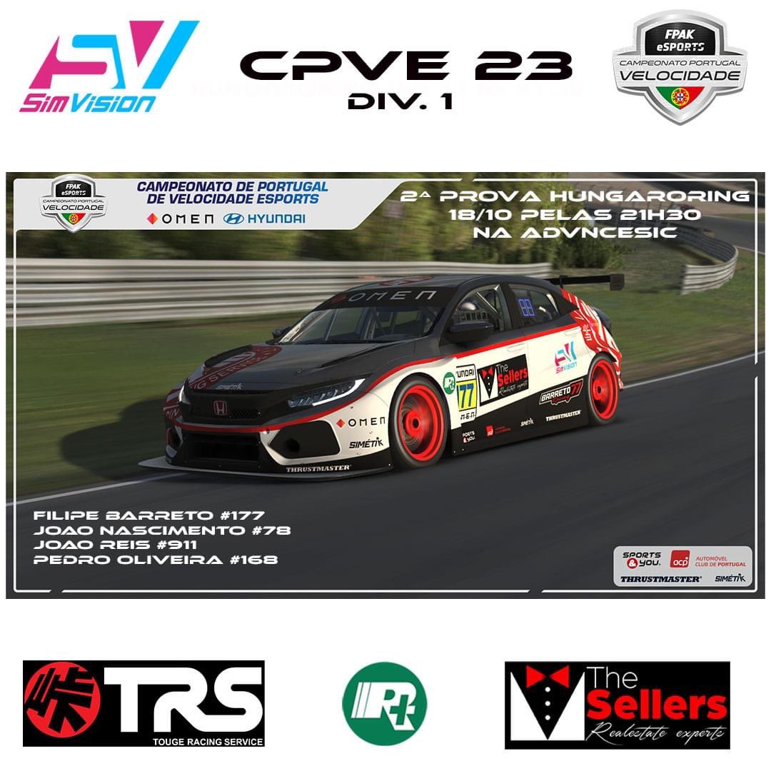 SimVision_'s tweet photo. Hoje pelas 21h30 irá decorrer a 2ª prova do eSports Campeonato Portugal de Velocidade em Hungaroring,podem seguir a corrida no canal da TWITCH ADVNCESIC e no mesmo canal na televisão por cabo.
#esports_portugal #raceplus #trs #Omen #HyundaiPortugal #Simetik https://t.co/hydeS0dYTN