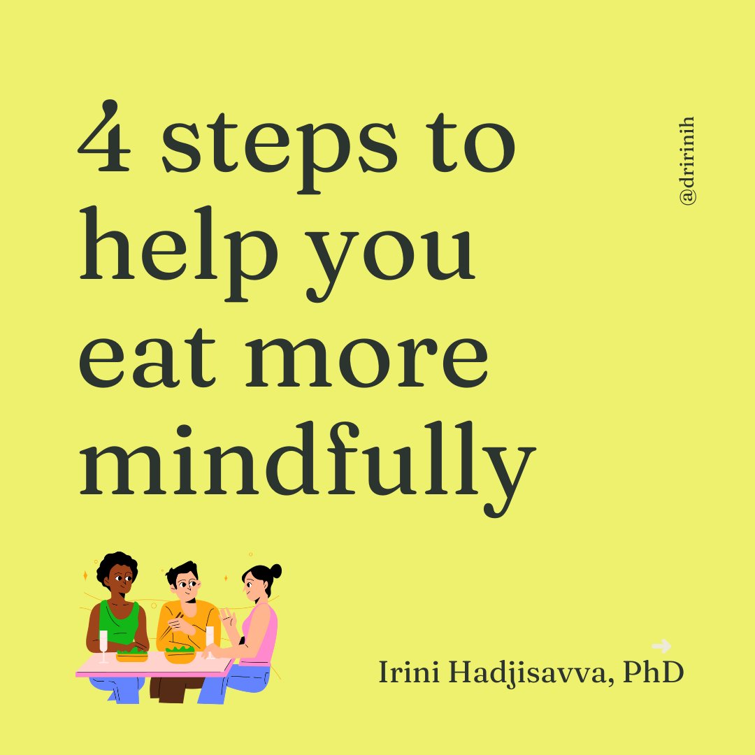 DrIriniH's tweet image. 1/ Eating #mindfully around the table involves being fully present and engaged with your meal. This allows you to develop a deeper appreciation for your food and your dining experience.
➡ Here are four steps to help you eat mindfully: