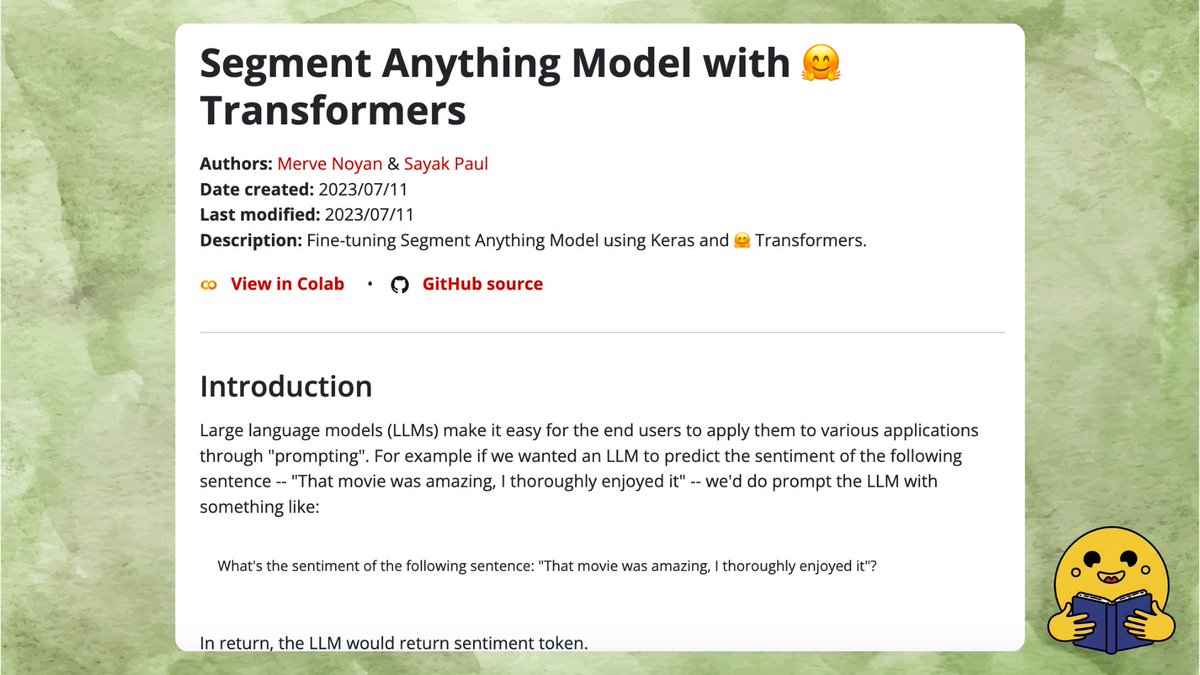 mervenoyann's tweet photo. Thrilled to announce that the tutorial on Segment Anything Model by me &amp; @RisingSayak is now released in Keras examples 🤗🖼️ https://t.co/0lvWt4L7hx https://t.co/HPhAlHgEdC