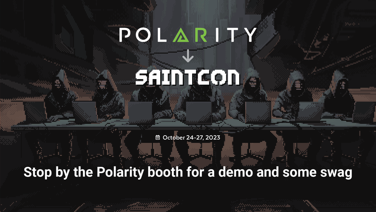 Don't miss Polarity at @SAINTCON '23 next week! We'll be on the show floor giving customized demos and handing out swag. See you there! #SAINTCON23 #SAINTCON #cybersecurity #infosec #CISO