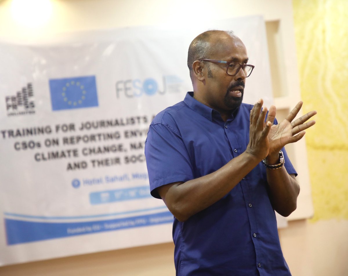 In #Mogadishu FESOJ has concluded today a 2 -day training for 20 journalists and environmental CSOs on reporting #environmental issues, climate change and natural disasters for presenting their social impacts and seek relevant solutions for the climate change.  🙏🏽 <a href="/EU_in_Somalia/">EU Delegation Somalia</a>