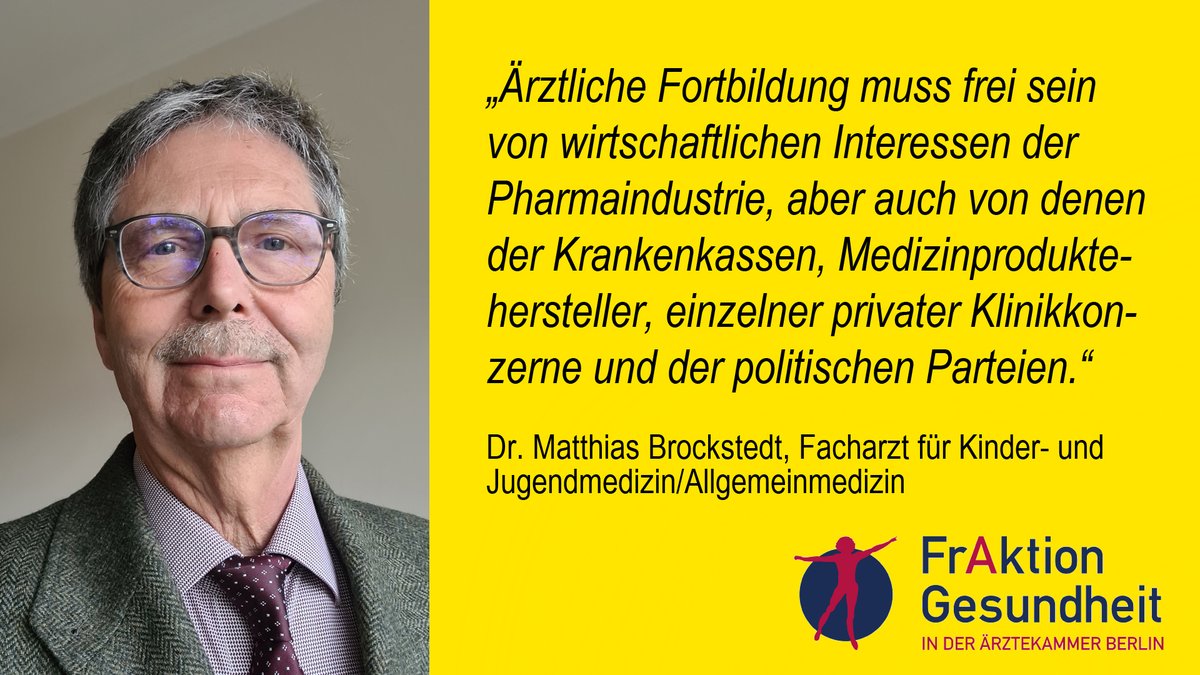 Um unsere Professionalität zu wahren, müssen #Fortbildungen unabhängig sein.
Auch das ist eine wichtige Aufgabe der ärztlichen Selbstverwaltung.
#KammerKannMehr
#FrAktionGesundheit