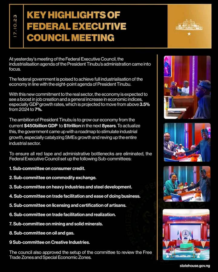 Key Highlights of Federal Executive Council Meeting.

#FECMeeting
