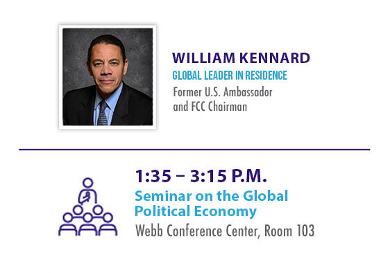 HighPointU's tweet photo. Happening TOMORROW! Join HPU's Global Leader in Residence, William Kennard, former U.S. ambassador and FCC chairman, for an incredible session on the Global Political Economy from 1:35 to 3:15 p.m. in the Webb Conference Center, room 103.
#HPU365 #AccesstoInnovators https://t.co/3FXmB1BKIP