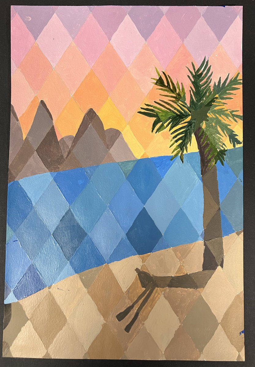 MsMerrillBHS's tweet photo. Pixelated Painted Landscapes done by Art 1! Students only had the 3 primary colors + black &amp; white to use, so each color you see is hand mixed. Very impressive! https://t.co/ow7gRzjj3t