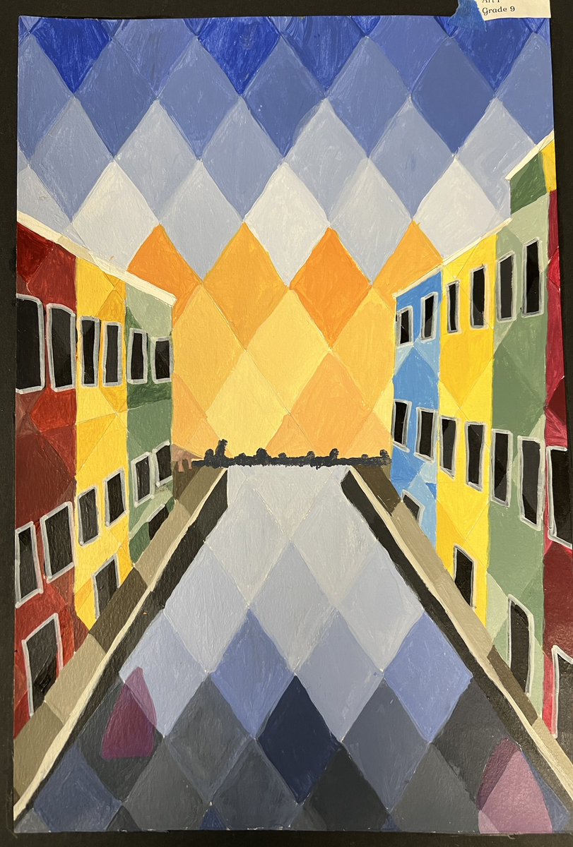 MsMerrillBHS's tweet photo. Pixelated Painted Landscapes done by Art 1! Students only had the 3 primary colors + black &amp; white to use, so each color you see is hand mixed. Very impressive! https://t.co/ow7gRzjj3t