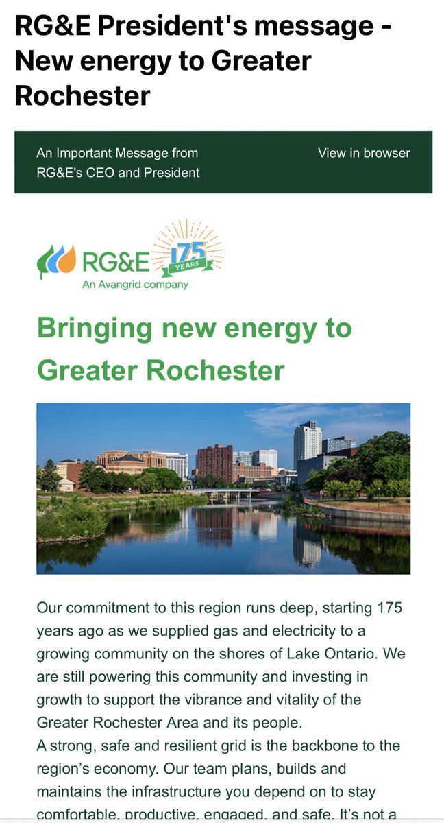 DrMikeMendoza's tweet photo. Thank you RG&amp;E - your email to Rochester NY shows a stock photo of Rochester MN.  🤦🏻‍♂️ https://t.co/ELUgo1j3Md https://t.co/3oULF94SrN