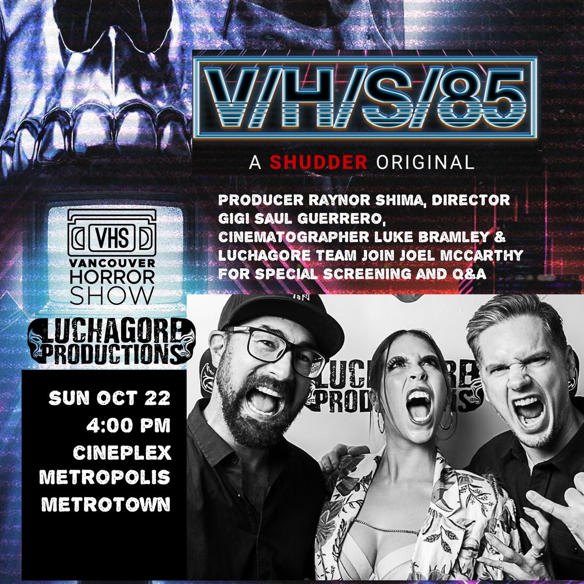 VANCOUVER!! This weekend Oct 22 is your chance to catch our latest film on the big screen! #VHS85 with the whole #Luchagore team present &amp; director <a href="/HorrorGuerrero/">Gigi Saul Guerrero</a> ! TICKETS HERE: vhs2023.eventive.org/schedule/65125…
