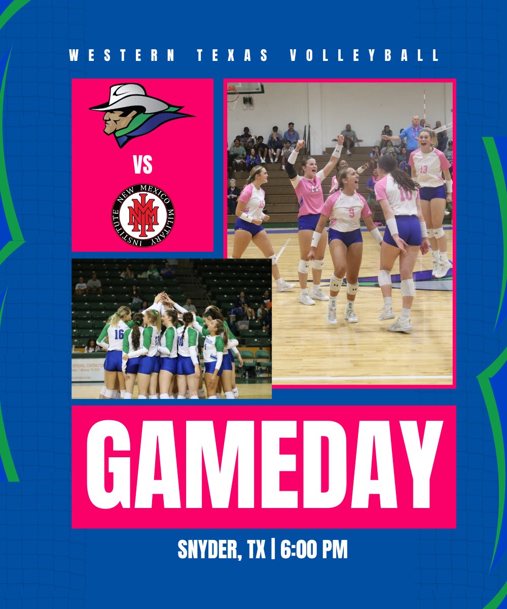 WTCAthleticsHPE's tweet photo. Breast Cancer Awareness Gameday  🏐🤠
• Come out • Be loud • Wear Pink •
🚨 Free pizza for WTC Students 🚨

🆚 New Mexico Military Institute 
⏰ 6:00 PM
📍 Snyder, TX
🎥 YouTube - Western Texas College https://t.co/nFh5qpBQDP