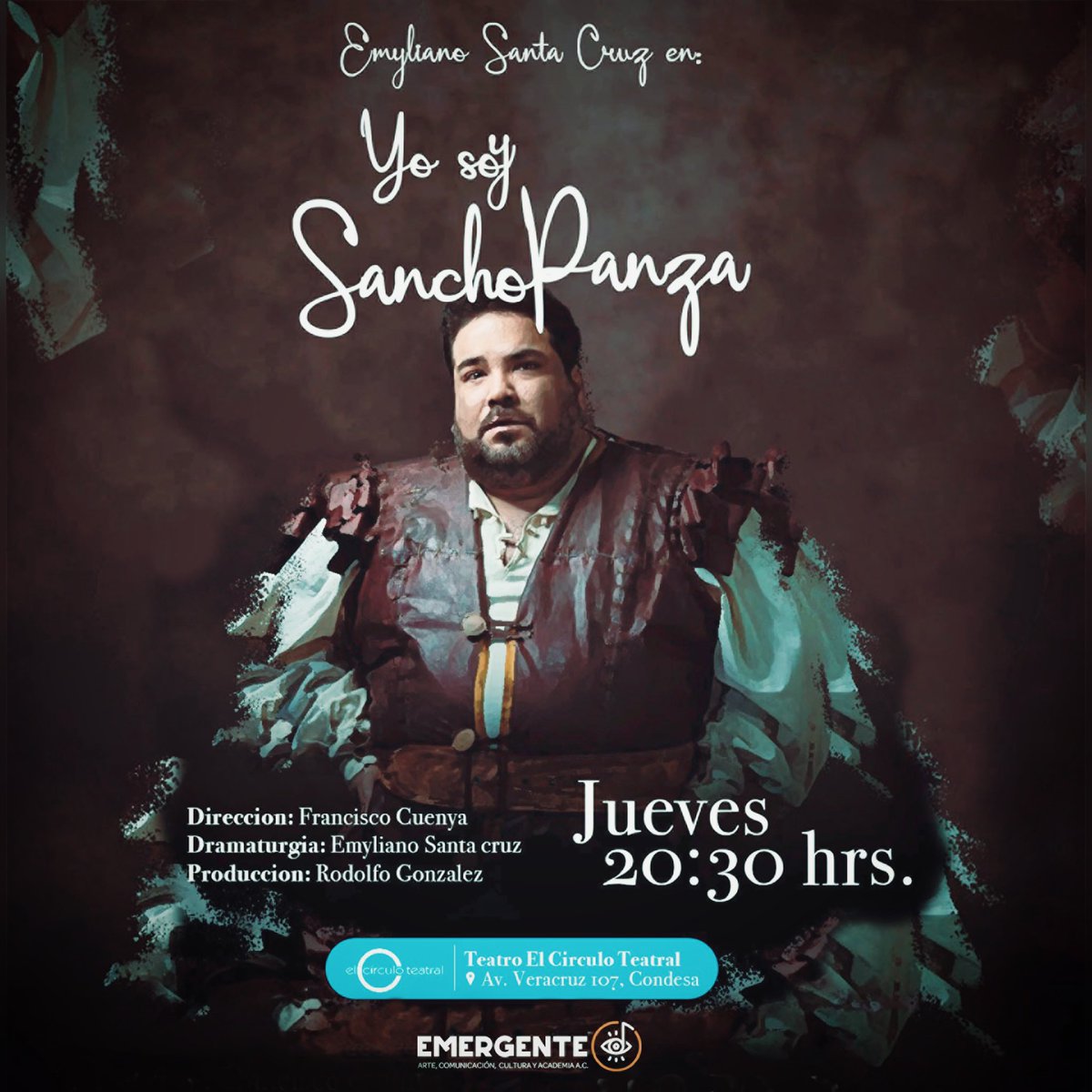 ac_emergente's tweet photo. Ya regresó YO SOY SANCHO PANZA a El @CIRCULOTEATRAL 

⏰Jueves 20:30h 
📍Av. Veracruz 107, Condesa #cdmx🇲🇽 
📞Reserva al tel 55 5553 1383 o por 
📲 WhatsApp 5620189487 https://t.co/PXP11iRxQO