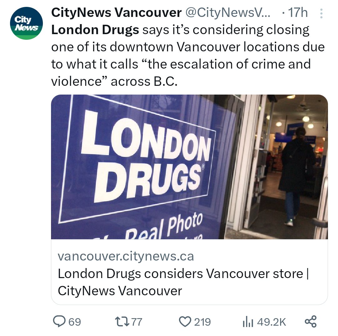 VanCentreCPC's tweet photo. Also under the watchful eye of Hedy Fry + #VanPoli City Council: @downtownvan @LondonDrugs + other biz reeling from shoplifting while catch &amp; release continues. How elitist &amp; out of touch: so much congratulating for so much failure.

https://t.co/vpj26kmxxP

@WestEndBIA @gastown https://t.co/uZRjbxJPma