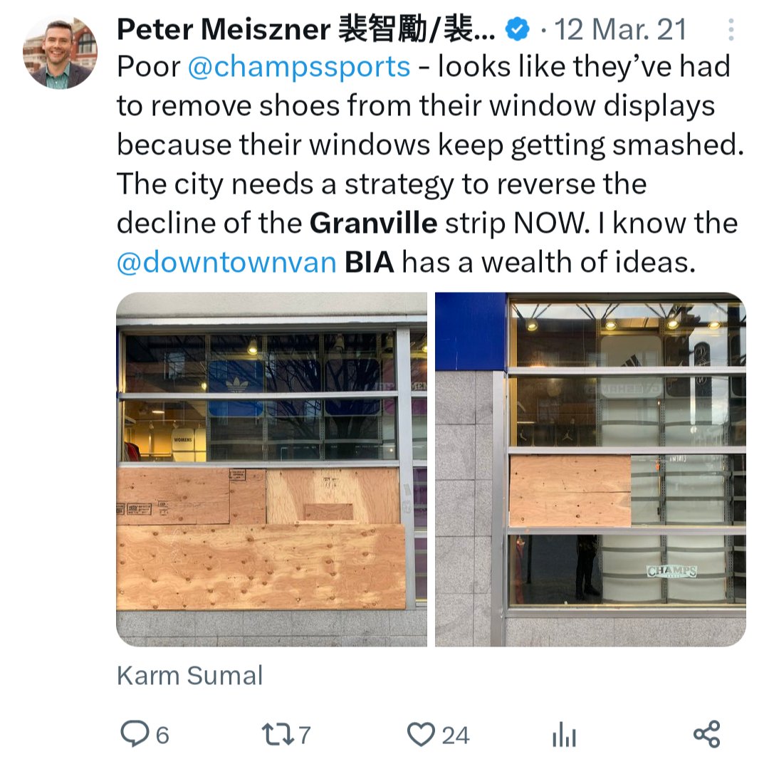 VanCentreCPC's tweet photo. Also under the watchful eye of Hedy Fry + #VanPoli City Council: @downtownvan @LondonDrugs + other biz reeling from shoplifting while catch &amp; release continues. How elitist &amp; out of touch: so much congratulating for so much failure.

https://t.co/vpj26kmxxP

@WestEndBIA @gastown https://t.co/uZRjbxJPma